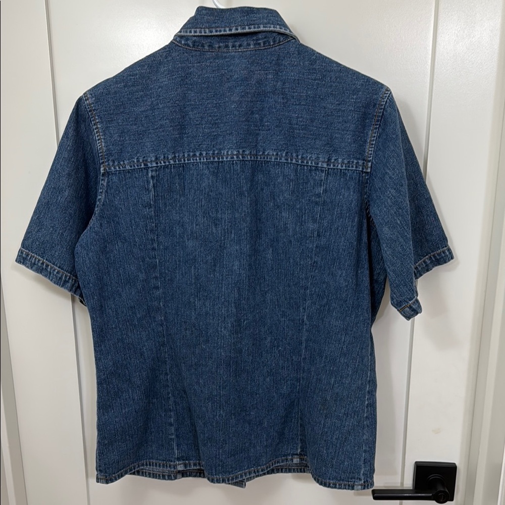 LAURA ASHLEY vintage Denim Blue Short Shirt - Picture 7 of 10
